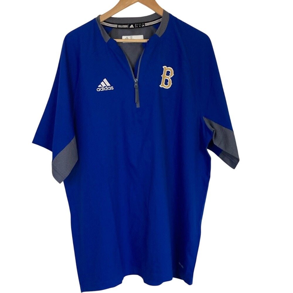 Adidas Mens Blue Quarter-Zip Short Sleeve Climalite Shirt Size L Athletic‎ NWT
